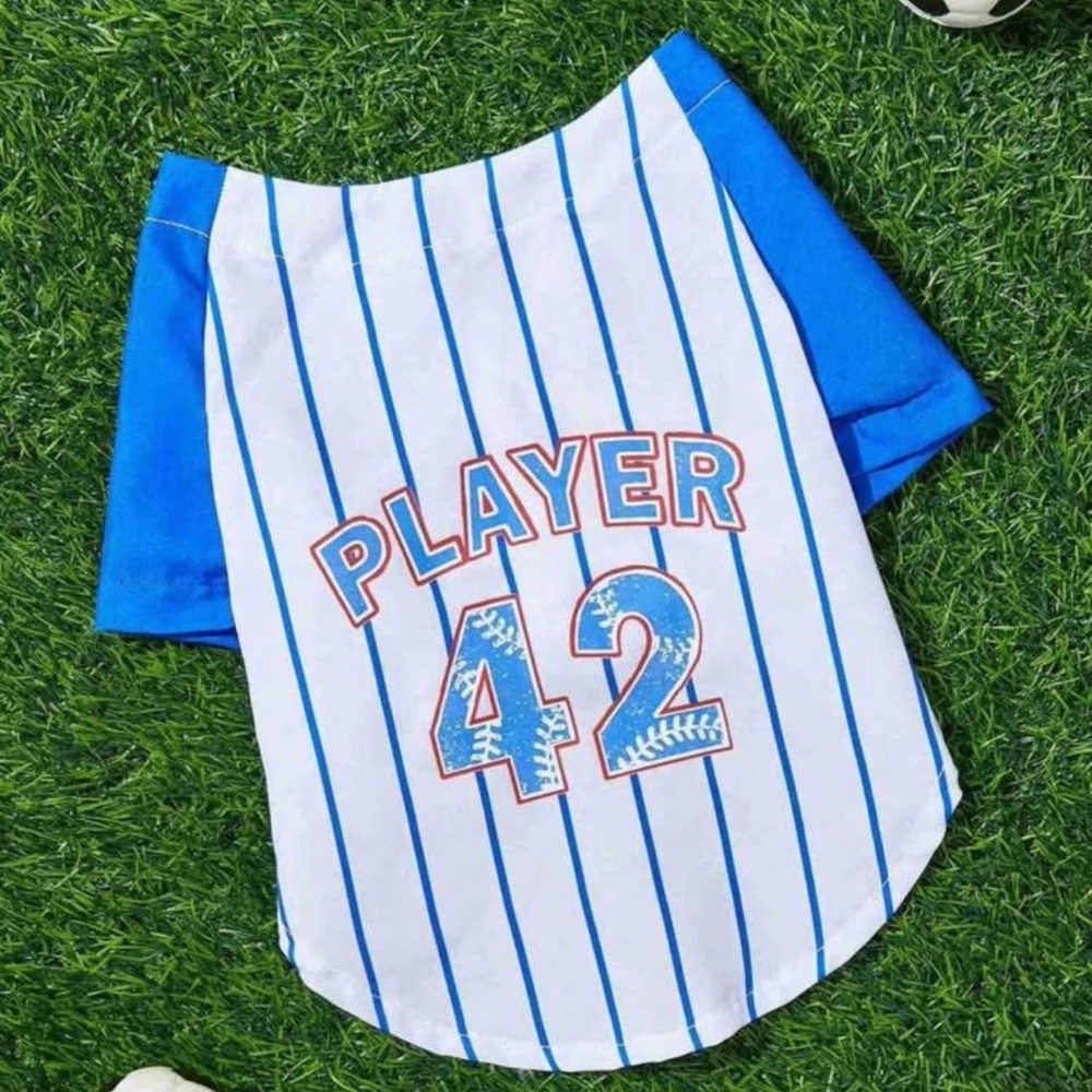 Blue and White Striped pet Baseball Shirt